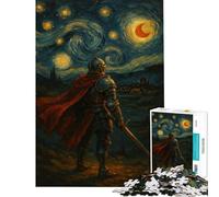 Puzzle per ragazzi da 1000 pezzi dipinto di un cavaliere sotto un cielo stellato gioco antistress decorazione per la casa gioco educativo per tutta la famiglia (75x50cm)