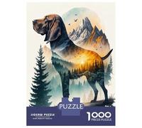 Puzzle Per Ragazzi Da 1000 Pezzi Dog with Mountain Landscape Double Exposure Puzzle Per Adulti Gioco Pratico Per Divertimento in Famiglia Attività Divertenti A Casa, 70x50cm/1000pcs