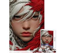 Puzzle per ragazzi da 1000 pezzi donna albina con piume rosse gioco educativo decorazione murale giocattolo fai da te regalo di compleanno regalo di viaggio (50x75cm)