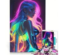 Puzzle per ragazzi da 1000 pezzi donna arcobaleno neon giocattolo educativo per divertimento in famiglia per rafforzare l'amore tra le coppie 50x75cm