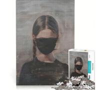 Puzzle per ragazzi da 1000 pezzi Donna con maschera nera gioco educativo migliora la memoria gioco stimolante regalo 38x52cm