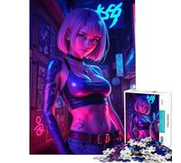 Puzzle per ragazzi da 1000 pezzi Donna Cyberpunk in una città al neon Gioco per famiglie giocattolo avvincente per coltivare la pazienza Un'ottima idea regalo Un'opera d'arte (dimensioni 38x52cm)