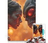 Puzzle per ragazzi da 1000 pezzi: Donna di fronte a una creatura aliena gioco educativo migliora la memoria gioco stimolante idea regalo 50x75cm