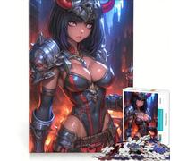 Puzzle per ragazzi da 1000 pezzi, donna guerriera anime con elmo cornuto, giochi rilassanti, decorazione per la casa, adatto per la decorazione della scrivania 50x75cm