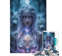 Puzzle per ragazzi da 1000 pezzi Donna mistica con lupi e magia Aiuta a stimolare la mente Divertimento fai-da-te per tutta la famiglia Giocattolo per ragazzi dai 14 anni in su (38x26cm)