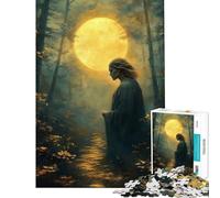 Puzzle per ragazzi da 1000 pezzi donna nella foresta al chiaro di luna Gioco rompicapo per adulti stimola la memoria riduce lo stress e rappresenta un'ottima idea regalo (dimensioni 50x75cm)