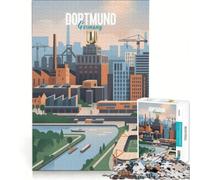 Puzzle per ragazzi da 1000 pezzi, Dortmund, Germania, città industriale, gioco educativo, decorazione perfetta, lista dei desideri con Babbo Natale 38x26cm