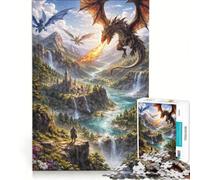 Puzzle per ragazzi da 1000 pezzi: Draghi Leggendari nella Valle Mistica Giocattolo Educativo Migliora la Memoria con Poster Abbinato e Foglio di Curiosità 38x26cm
