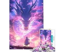 Puzzle per ragazzi da 1000 pezzi drago anime viola Giocattolo avvincente per coltivare la pazienza Gioco per famiglie adatto anche alle coppie Ottimo regalo per gli amanti dei giochi (38x26cm)