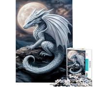 Puzzle per ragazzi da 1000 pezzi Drago bianco al chiaro di luna Gioco intellettuale Gioco impossibile Regalo perfetto per decorazioni e occasioni speciali per donne e uomini (Dimensioni 50x75cm)