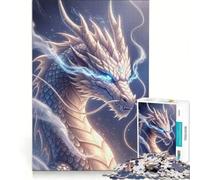 Puzzle per ragazzi da 1000 pezzi Drago bianco con occhi blu gioco impossibile sfida difficile compleanno e altre occasioni 38x26cm