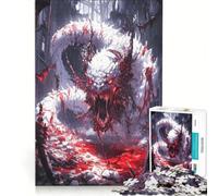 Puzzle per ragazzi da 1000 pezzi Drago bianco nel sangue gioco interattivo per divertimento in famiglia compleanno e Natale 38x26cm