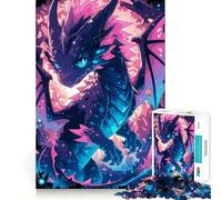 Puzzle per ragazzi da 1000 pezzi Drago blu con punte rosa,incastro perfetto Gioco creativo,ideale per il tempo libero e come regalo di Natale 38x52cm
