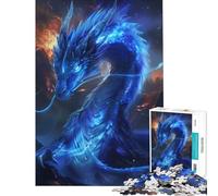 Puzzle per ragazzi da 1000 pezzi Drago Blu Fiamma Giocattolo Giochi Educativi Gioco Impossibile Taglio di Precisione Regalo Secret Santa (Dimensioni 38x52cm)