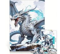 Puzzle per ragazzi da 1000 pezzi: Drago di ghiaccio tra montagne innevate, gioco interattivo, difficile e stimolante, cerca un gioco impegnativo 38x26cm