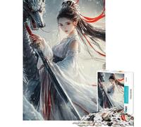 Puzzle per ragazzi da 1000 pezzi Drago e Fanciulla con Spada Gioco interattivo Regalo di compleanno Offerta regalo per tutta la famiglia (Dimensioni 38x26cm)
