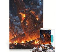 Puzzle per ragazzi da 1000 pezzi Drago Furia Fuoco, Gioco interattivo, Difficile e stimolante, Regalo di gioco impegnativo 38x26cm