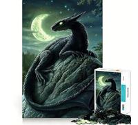 Puzzle per ragazzi da 1000 pezzi Drago nero al chiaro di luna,incastro perfetto,gioco creativo,per il tempo libero,regalo di Natale 50x75cm