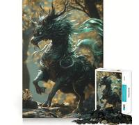 Puzzle per ragazzi da 1000 pezzi Drago nero nella foresta,grafica di alta qualità,gioco che stimola la concentrazione,divertimento per il tempo libero,regalo di Natale 50x75cm