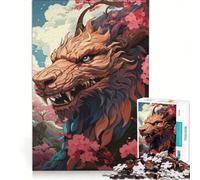 Puzzle per ragazzi da 1000 pezzi, Drago Sakura giapponese, gioco interattivo, attività divertenti da fare a casa, collezione d'artista, belle arti 50x75cm