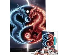 Puzzle per ragazzi da 1000 pezzi Drago Yin Yang Attività divertenti da fare in casa Decorazione per la casa Gioco pratico per ragazzi dai 14 anni in su (38x52cm)