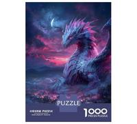 Puzzle Per Ragazzi Da 1000 Pezzi Dragon Overlooking City at Night Puzzle Giochi Rilassanti Difficili Divertenti Attività A Casa, 52x38cm/1000pcs