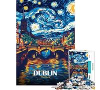 Puzzle per ragazzi da 1000 pezzi Dublino Irlanda Notte stellata gioco rilassante ideale per passare il tempo durante le vacanze a casa (dimensioni 38x52cm)