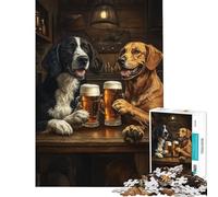 Puzzle per ragazzi da 1000 pezzi: Due cani che si godono una birra Puzzle per adulti gioco pratico per tutta la famiglia difficile e stimolante (dimensioni 38x52cm)