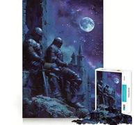 Puzzle per ragazzi da 1000 pezzi Due cavalieri nella notte Ritagli precisi Decorazione Giocattolo creativo divertente Pace Gioco Gioco Natale Opera d'arte (50x75cm)