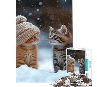 Puzzle per ragazzi da 1000 pezzi Due gattini nella neve Gioco per famiglie Giocattolo avvincente per coltivare la pazienza Ottimo regalo Migliora la memoria (Dimensioni 38x52cm)
