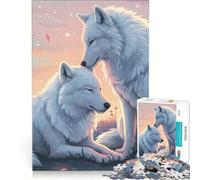 Puzzle per ragazzi da 1000 pezzi: Due lupi bianchi in un paesaggio dai colori pastello gioco rilassante di analisi e logica per rafforzare l'amore tra le coppie 50x75cm