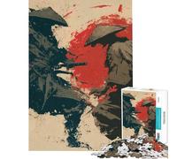 Puzzle per ragazzi da 1000 pezzi Duello Samurai con Sole Rosso Puzzle per adulti Gioco pratico di analisi e logica Regalo di compleanno e unico (Dimensioni 38x26cm)