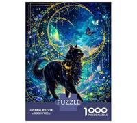 `Puzzle Per Ragazzi Da 1000 Pezzi Enchanting Black Cat Under A Celestial Moon Puzzle Per Adulti Giochi Rilassanti Analisi E Logica Giochi Stimolanti Regali 38x26cm/1000pcs