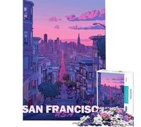 Puzzle per ragazzi da 1000 pezzi estetica San Francisco impegnativo da completare difficile decorazione per la casa giocattolo per ragazzi dai 14 anni in su (38x26cm)