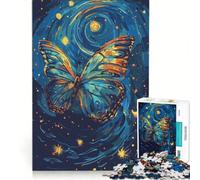 Puzzle per ragazzi da 1000 pezzi "Farfalla in una notte stellata", giocattolo antistress, gara di velocità manuale, per migliorare l'amore tra le coppie, 38x52cm