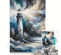 Puzzle per ragazzi da 1000 pezzi Faro in un mare in tempesta gioco impossibile divertente antistress ideale come regalo 38x52cm