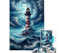 Puzzle per ragazzi da 1000 pezzi faro in un oceano in tempesta Sfida educativa Giocattolo decorativo per la casa adatto a ragazzi dai 14 anni in su (50x75cm)