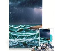 Puzzle per ragazzi da 1000 pezzi Faro nella tempesta gioco educativo decorazione perfetta idea regalo con Babbo Natale 38x52cm