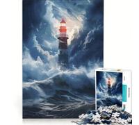 Puzzle per ragazzi da 1000 pezzi "Faro nella tempesta" gioco rilassante decorazione per la casa adatto per la scrivania 38x52cm