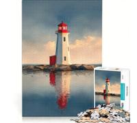 Puzzle per ragazzi da 1000 pezzi faro su un isolotto roccioso Giocattolo educativo divertente e spiritoso ideale come regalo di compleanno o di Natale 50x75cm