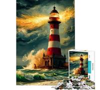 Puzzle per ragazzi da 1000 pezzi Faro sulla costa tempestosa Gioco avvincente per coltivare la pazienza Gioco per famiglie adatto anche alle coppie Ottimo regalo per gli amanti del gioco (50x75cm)