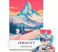 Puzzle per ragazzi da 1000 pezzi, Ferrovia invernale di Zermatt, gioco divertente, allena la mente e la mano, adatto come decorazione da scrivania 38x52cm