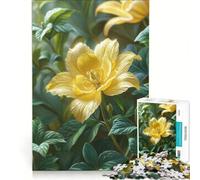 Puzzle per ragazzi da 1000 pezzi: fiore giallo che sboccia in una vegetazione lussureggiante gioco rilassante analisi e logica per rafforzare l'amore tra le coppie 38x26cm