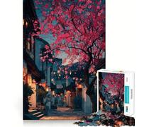 Puzzle per ragazzi da 1000 pezzi,Fiori di ciliegio in una città giapponese,taglio preciso,divertente puzzle logico,gioco rilassante,regalo di Natale artistico (50x75cm)