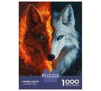 Puzzle Per Ragazzi Da 1000 Pezzi Fire & Ice Wolves -1 Puzzle Per Adulti Giocattolo Decorazione Da Parete Un'opera D'arte Regali Unici Per Compleanno E Natale 38x26cm/1000pcs