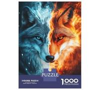 Puzzle Per Ragazzi Da 1000 Pezzi Fire & Ice Wolves Puzzle Per Adulti Giocattolo Decorazione Da Parete Un'opera D'arte Regali Unici Per Compleanno E Natale 52x38cm/1000pcs
