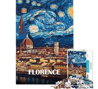 Puzzle per ragazzi da 1000 pezzi Firenze Italia Notte stellata puzzle per adulti gioco per famiglie regalo per donne compleanno e Natale (dimensioni 50x75cm)