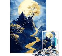 Puzzle per ragazzi da 1000 pezzi Fiume d'oro su un monte blu giocattolo educativo perfetto per decorare e come regalo di compleanno (dimensioni 50x75cm)