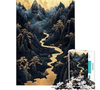 Puzzle per ragazzi da 1000 pezzi: Fiume d'oro tra le montagne Puzzle per adulti: gioco pratico di analisi e logica ideale come regalo di compleanno o per occasioni speciali (dimensioni 50x75cm)