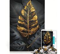 Puzzle per ragazzi da 1000 pezzi foglie nere e oro giocattolo educativo migliora la memoria con poster abbinato e foglio di curiosità 50x75cm